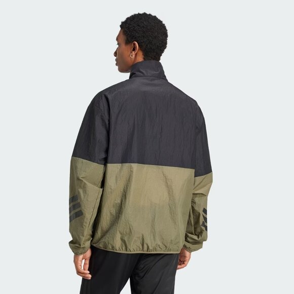 NWT Mens Adidas Size Medium Olive Strata Future Icons Windbreaker Sweatshirt Top - Picture 2 of 7